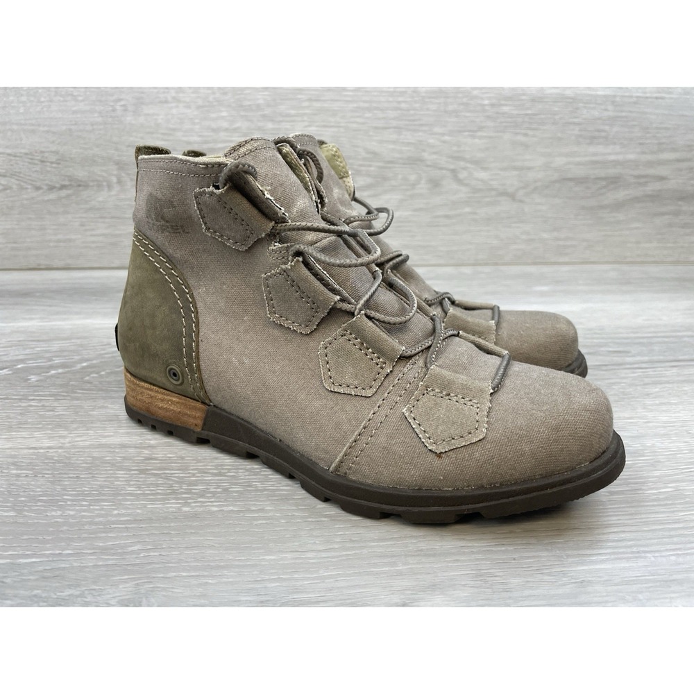 Sorel Major‎ Lite NL2163-227 Women's Boot Brown Canvas Leather 6 Lace Up Shoes